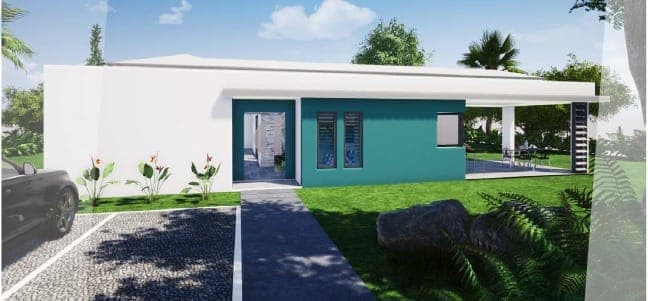 Façade turquoise / blanc