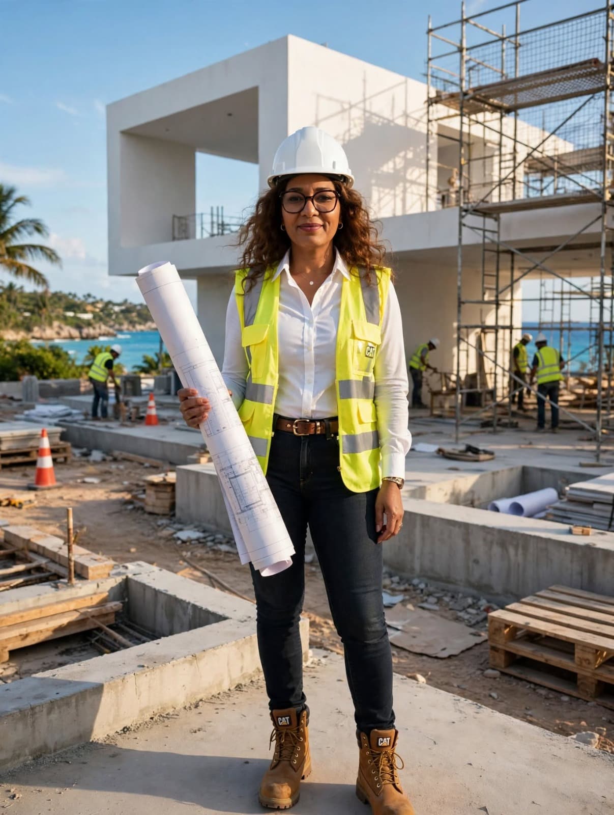 Sur chantier villa en cours bord de mer